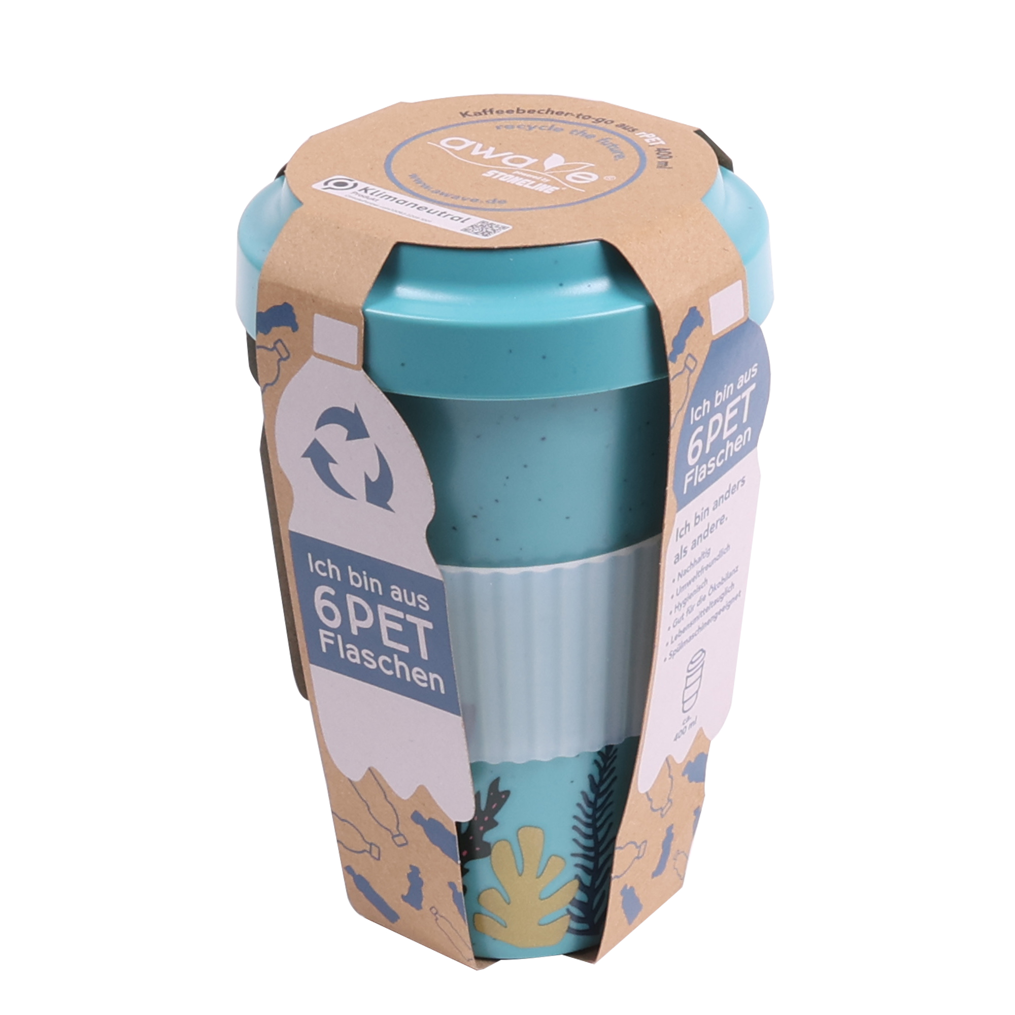 Stoneline | Awave Coffee-to-go cup | 21957 | Capacity 0.4 L | Material Silicone/rPET | Turquoise