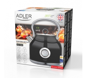 Adler | Kettle with a Thermomete | AD 1346b | Electric | 2200 W | 1.7 L | Stainless steel | 360° rotational base | Black