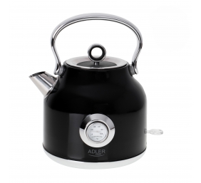 Adler | Kettle with a Thermomete | AD 1346b | Electric | 2200 W | 1.7 L | Stainless steel | 360° rotational base | Black