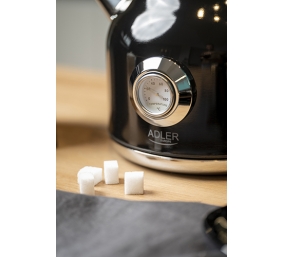 Adler | Kettle with a Thermomete | AD 1346b | Electric | 2200 W | 1.7 L | Stainless steel | 360° rotational base | Black