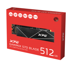 ADATA | XPG Gammix S70 BLADE | 512 GB | SSD form factor M.2 2280 | Solid-state drive interface  PCIe Gen4x4 | Read speed 7400 MB/s | Write speed 2600 MB/s