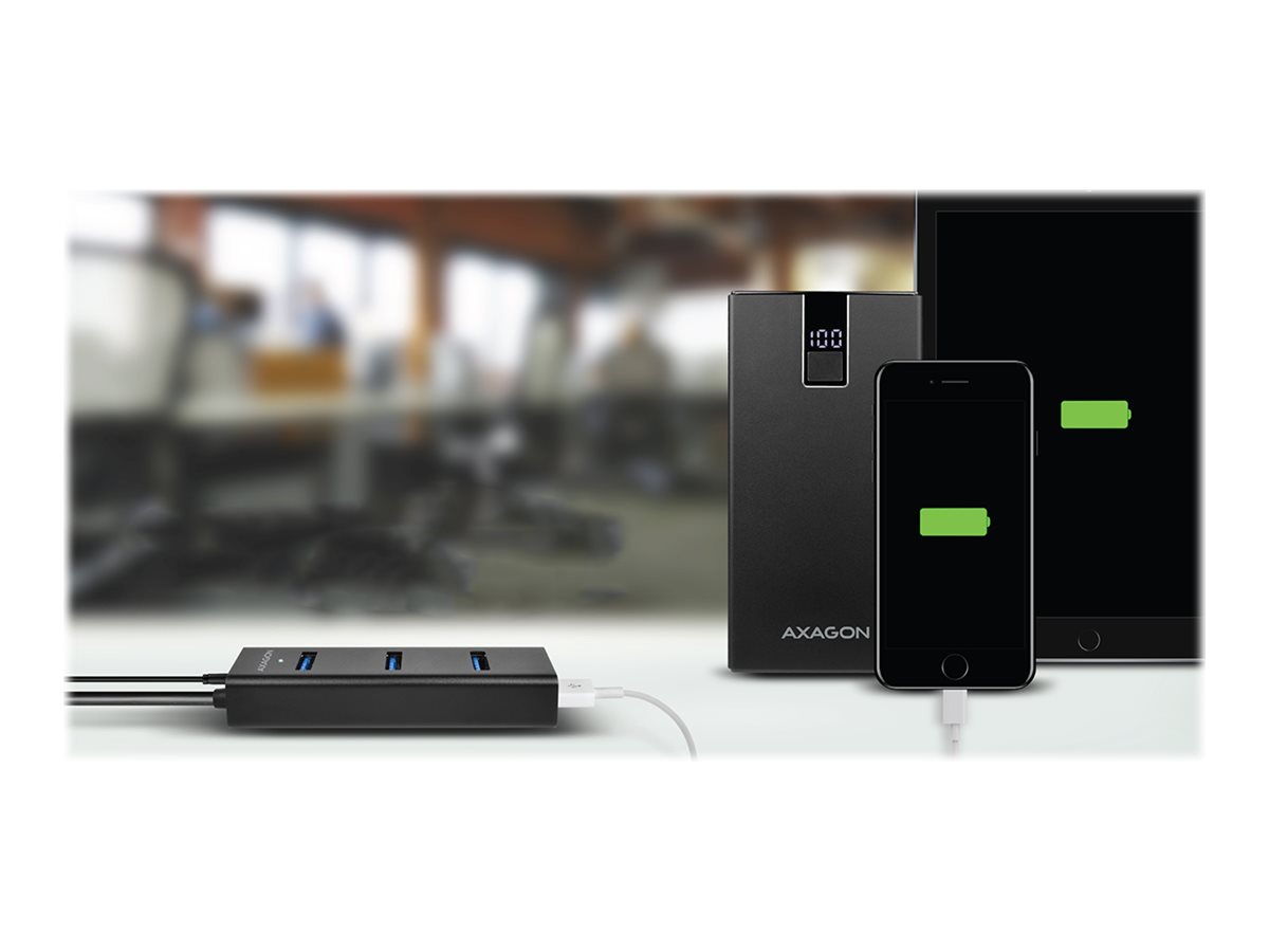 AXAGON Four-port USB 3.0 hub with fast charging and power support | HUE-S2B