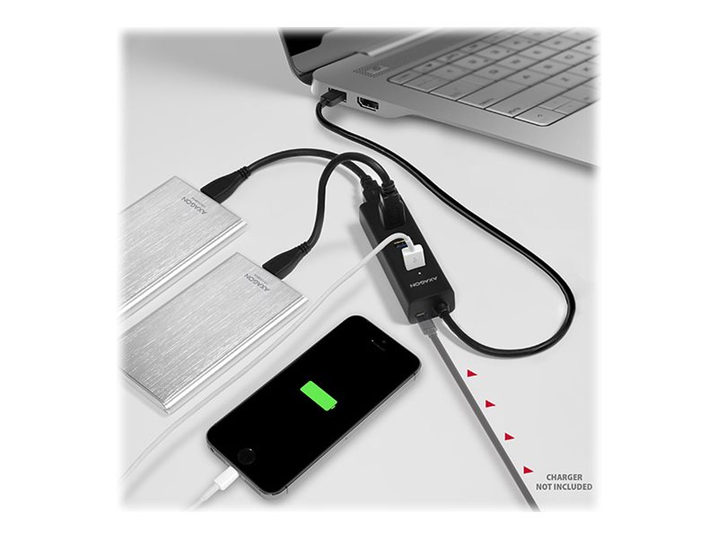 AXAGON Four-port USB 3.0 hub with fast charging and power support | HUE-S2B