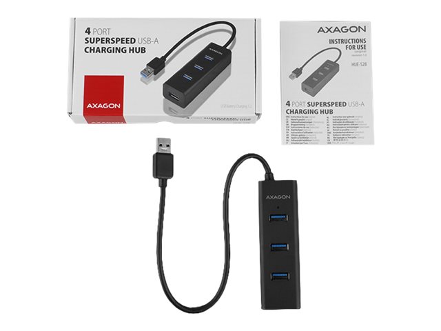 AXAGON Four-port USB 3.0 hub with fast charging and power support | HUE-S2B