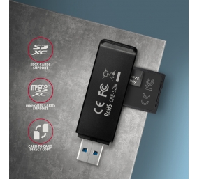 AXAGON Slim super-speed USB 3.2 Gen 1 card reader with a direct USB-A connector | CRE-S2N