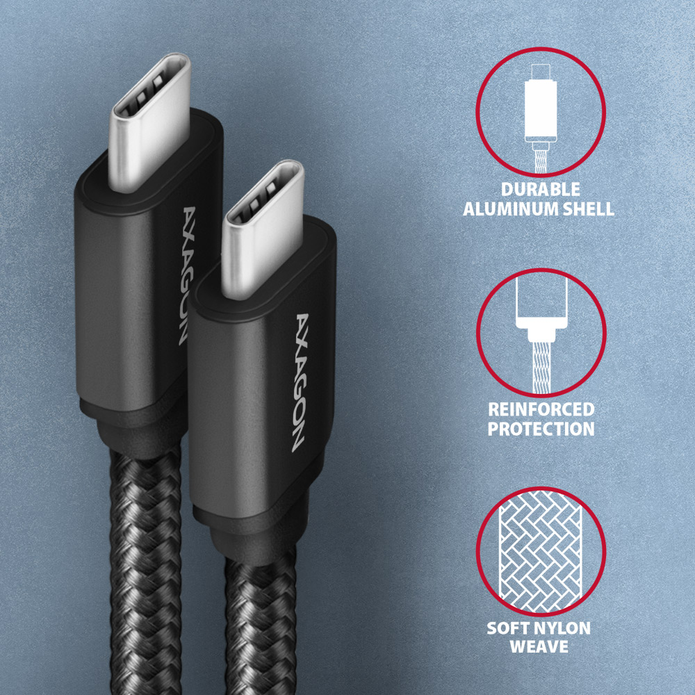 AXAGON Data and charging USB 3.2 Gen 1 cable, 1 m | BUCM3-CM10AB | USB Type C - USB Type C