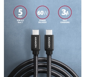 AXAGON Data and charging USB 3.2 Gen 1 cable, 1 m | BUCM3-CM10AB | USB Type C - USB Type C