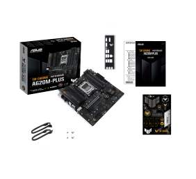 Asus | TUF GAMING A620M-PLUS | Processor family AMD | Processor socket AM5 | DDR5 DIMM | Memory slots 4 | Supported hard disk drive interfaces 	SATA, M.2 | Number of SATA connectors 4 | Chipset  AMD A620 | Micro-ATX