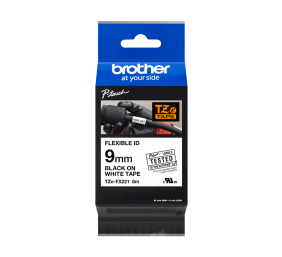 Brother | TZe-FX221 Flexible ID Laminated Tape | Black on White | TZe | 8 m | 0.9 cm