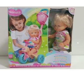 Ecost prekė po grąžinimo Nenuco and Her Tricycle Baby Doll lėlė su miela suknele, rožinis triratukas