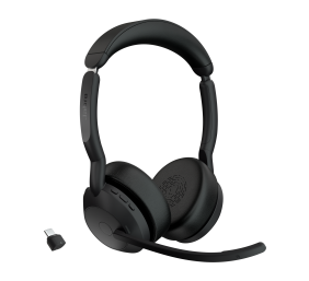 Jabra Evolve2 55 UC Stereo Link390c Belaidės ausinės, Bluetooth, USB-C, Juoda