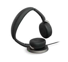 Jabra Evolve2 65 Flex MS Stereo Belaidės ausinės, Bluetooth, USB-A, Wireless Charging, Juoda