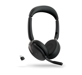 Jabra Evolve2 65 Flex MS Stereo Link380c Belaidės ausinės Bluetooth, USB-C, Wireless Charging, Juoda