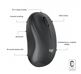 Logitech M240 Silent Belaidė pelė, Bluetooth, Graphite