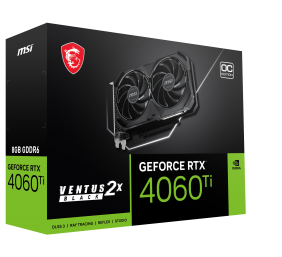 MSI | GeForce RTX 4060 Ti VENTUS 2X BLACK 8G OC | NVIDIA | 8 GB | GeForce RTX 4060 Ti | GDDR6 | HDMI ports quantity 1 | PCI Express Gen 4 x16 (uses x8)
