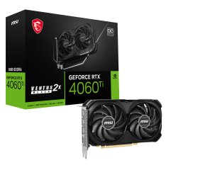 MSI | GeForce RTX 4060 Ti VENTUS 2X BLACK 8G OC | NVIDIA | 8 GB | GeForce RTX 4060 Ti | GDDR6 | HDMI ports quantity 1 | PCI Express Gen 4 x16 (uses x8)