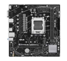 Asus | PRIME A620M-K | Processor family AMD | Processor socket AM5 | DDR5 DIMM | Memory slots 2 | Supported hard disk drive interfaces 	SATA, M.2 | Number of SATA connectors 4 | Chipset AMD A620 | micro-ATX
