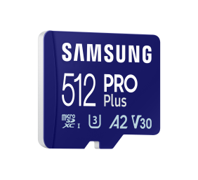 Samsung | PRO Plus microSD Card with Adapter | 512 GB | MicroSDXC | Flash memory class U3, V30, A2