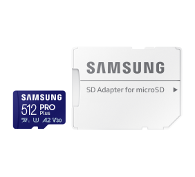 Samsung | PRO Plus microSD Card with Adapter | 512 GB | MicroSDXC | Flash memory class U3, V30, A2