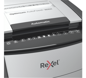Rexel Optimum AutoFeed+ 600X Dokumentų naikiklis Cross shredding 4x36mm P-4 110L, 55 dB, Pilka/Juoda