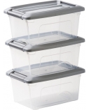 Ecost prekė po grąžinimo AmazonBasics, 3 saugojimo dėžučių rinkinys, 5 L, su spaustukais