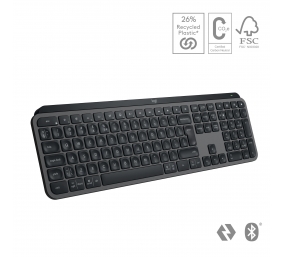 Logitech MX Keys S Belaidė klaviatūra, RF Wireless+Bluetooth, Illuminated, US Int, Graphite