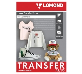Termopernešimo popierius Lomond Thermotransfer Laser Paper A3, 50 lapų, šviesiems audiniams