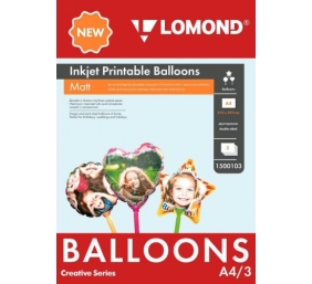 Oro balionai Lomond Inkjet Printable Baloons rašaliniams sp. A4, 3 lapų (Ball/Heart/Star) dvipusis
