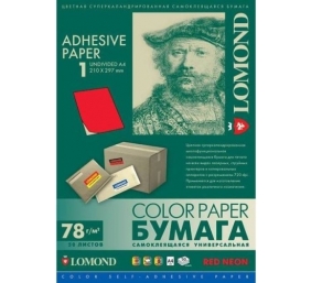 Lipnus popierius lipdukams Lomond Self-Adhesive Universal Labels, 1/210x297, A4, 50 lapų, Red neon