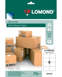 Lipnus popierius lipdukams Lomond Self-Adhesive Universal Labels, 8/105x74,3, A4, 50 lapų, Balta