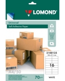Lipnus popierius lipdukams Lomond Self-Adhesive Universal Labels, 16/105x37, A4, 50 lapų, Balta