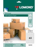 Lipnus popierius lipdukams Lomond Self-Adhesive Universal Labels, 65/38x21,2, A4, 50 lapų, Balta