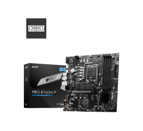 MSI | PRO B760M-P | Processor family Intel | Processor socket  LGA1700 | DDR5 DIMM | Memory slots 4 | Supported hard disk drive interfaces 	SATA, M.2 | Number of SATA connectors 4 | Chipset Intel B760 | mATX
