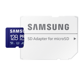 Samsung | MicroSD Card with SD Adapter | PRO Plus | 128 GB | microSDXC Memory Card | Flash memory class U3, V30, A2 | SD adapter