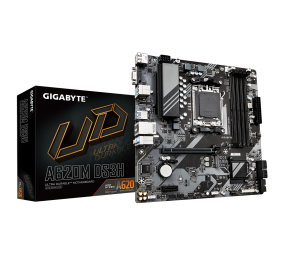 Gigabyte A620M DS3H | Processor family AMD | Processor socket AM5 | DDR5 | Supported hard disk drive interfaces M.2, SATA | Number of SATA connectors 4
