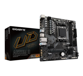 Gigabyte | A620M H 1.0 M/B | Processor family AMD | Processor socket AM5 | DDR5 DIMM | Memory slots 2 | Supported hard disk drive interfaces SATA, M.2 | Number of SATA connectors 4 | Chipset AMD A620 | Micro ATX