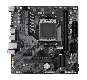 Gigabyte | A620M H 1.0 M/B | Processor family AMD | Processor socket AM5 | DDR5 DIMM | Memory slots 2 | Supported hard disk drive interfaces SATA, M.2 | Number of SATA connectors 4 | Chipset AMD A620 | Micro ATX