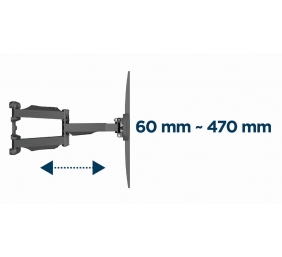 Gembird | Wall mount | WM-58ST-01 | Tilt, swivel, rotate | 32-58 " | Maximum weight (capacity) 36.4 kg | Black