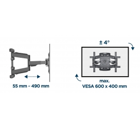 Gembird | Wall mount | WM-75ST-02 | Tilt, swivel, rotate | 32-75 " | Maximum weight (capacity) 45.5 kg | Black