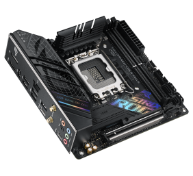 Asus | ROG STRIX B760-I GAMING WIFI | Processor family Intel | Processor socket LGA1700 | DDR5 SDRAM | Supported hard disk drive interfaces M.2, SATA | Number of SATA connectors 4