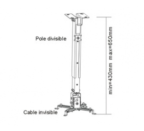 Sunne | Projector Ceiling mount | PRO02S | Tilt, Swivel | Maximum weight (capacity) 20 kg | Silver