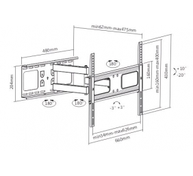 Sunne | Wall mount | 37-63-EA2 | Full motion | 37-70 " | Maximum weight (capacity) 50 kg | Black