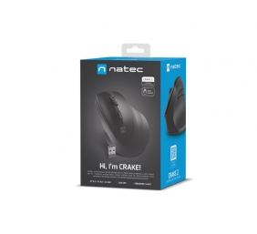 Natec | Vertical Mouse | Crake 2 | Vertical Mouse | Wireless | Bluetooth, 2.4GHz | Black