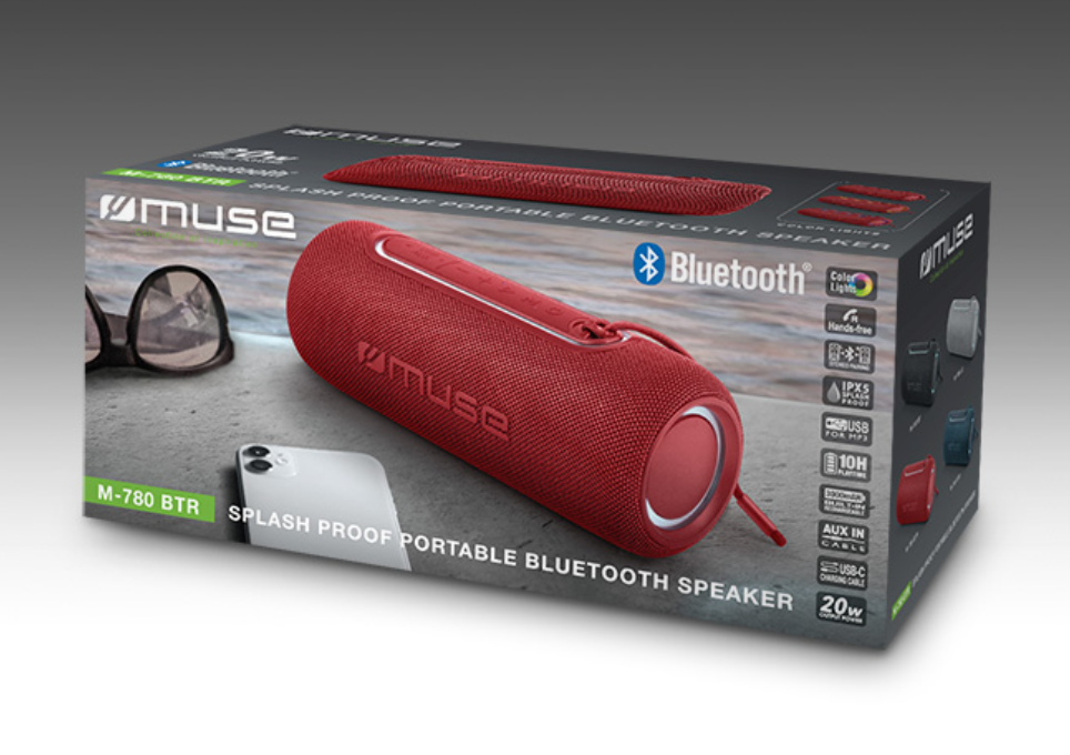 Muse | M-780 BTR | Speaker Splash Proof | Waterproof | Bluetooth | Red | Portable | Wireless connection