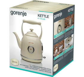 Gorenje | Kettle | K17CLIN | Electric | 2000 W | 1.7 L | Plastic/Metal | 360° rotational base | Ivory