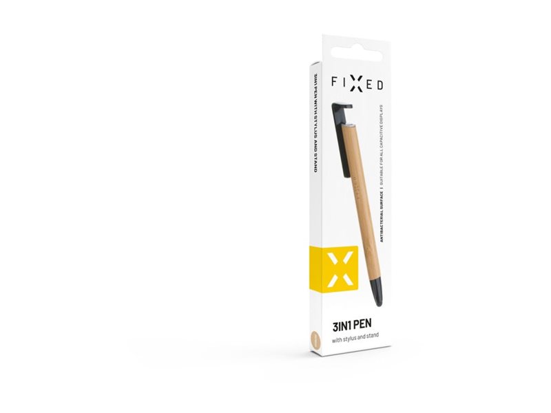 Fixed | Pen With Stylus and Stand | 3 in 1 | Pencil | Stylus for capacitive displays; Stand for phones and tablets | Bamboo