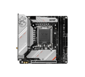 MSI | MPG B760I EDGE WIFI | Processor family Intel | Processor socket  LGA1700 | DDR5 DIMM | Memory slots 2 | Supported hard disk drive interfaces SATA, M.2 | Number of SATA connectors 4 | Chipset Intel B760 | Mini-ITX