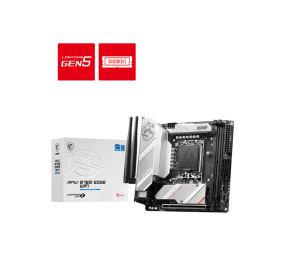 MSI | MPG B760I EDGE WIFI | Processor family Intel | Processor socket  LGA1700 | DDR5 DIMM | Memory slots 2 | Supported hard disk drive interfaces SATA, M.2 | Number of SATA connectors 4 | Chipset Intel B760 | Mini-ITX