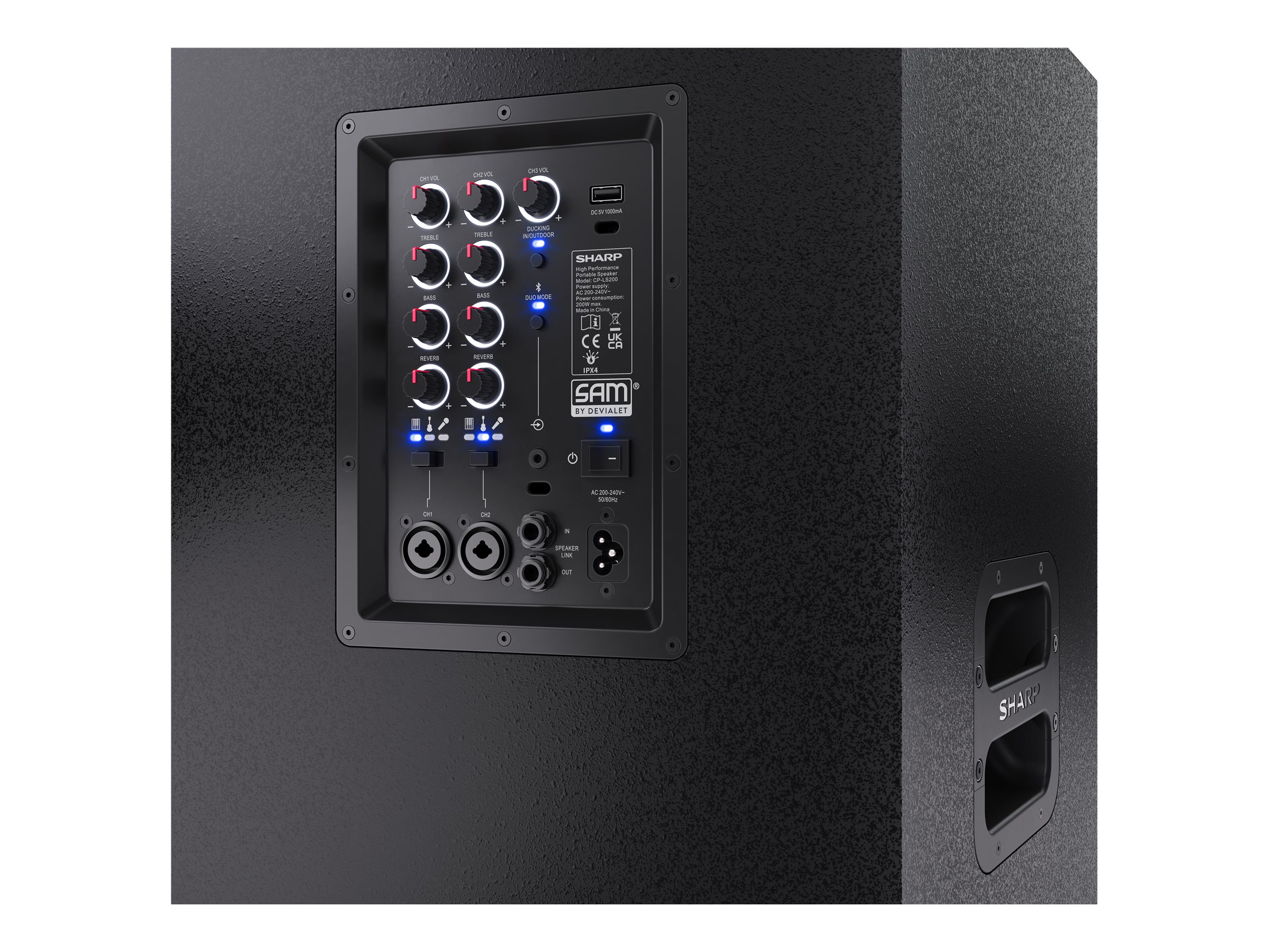Sharp SumoBox CP-LS200 High Performance Portable Speaker | Sharp | Portable Speaker | SUMOBOX Pro CP-LS200 High Performance | 200 W | Waterproof | Bluetooth | Black | Portable | Wireless connection