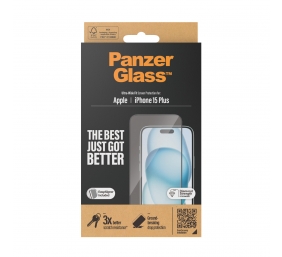 PanzerGlass | Screen protector | Apple | IPhone 15 Plus | Glass | Transparent | Ultra-wide fit, Scratch resistant, Drop protection, EasyAligner included